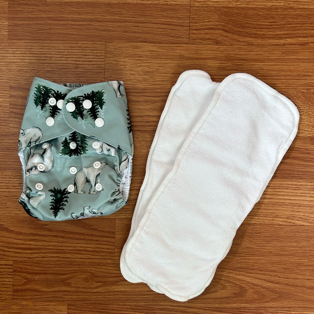 Polar Bear Print Pocket Diaper EUC - Picture 2 of 7